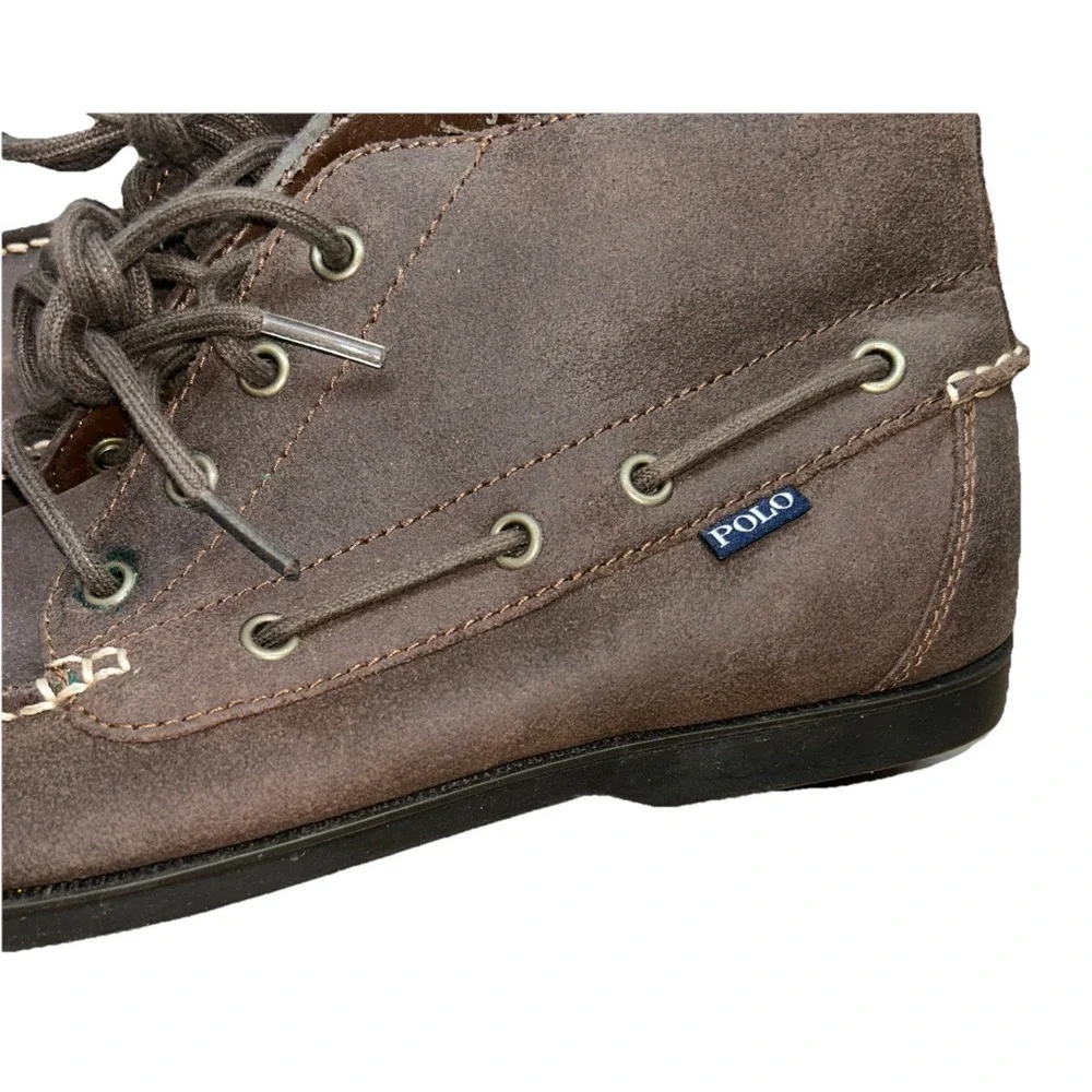 POLO RALPH LAUREN Barx Chukka Chocolate Leather Ankle Boots 11571 Men‎ Sz 9.5D